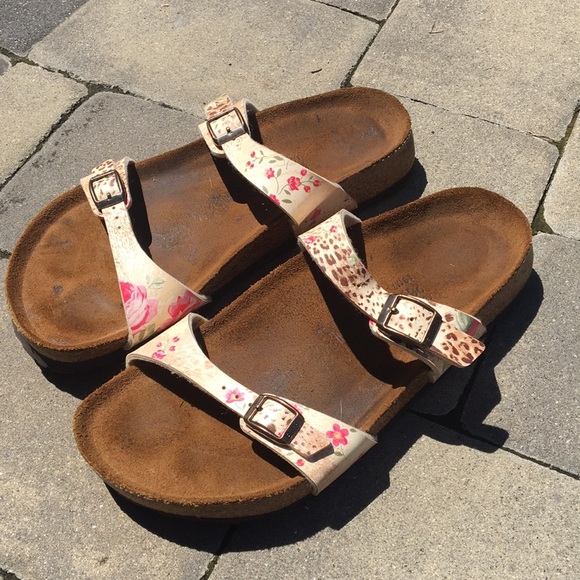 Birkenstock Shoes - Birkenstock Birkis Floral Cheetah Print 10